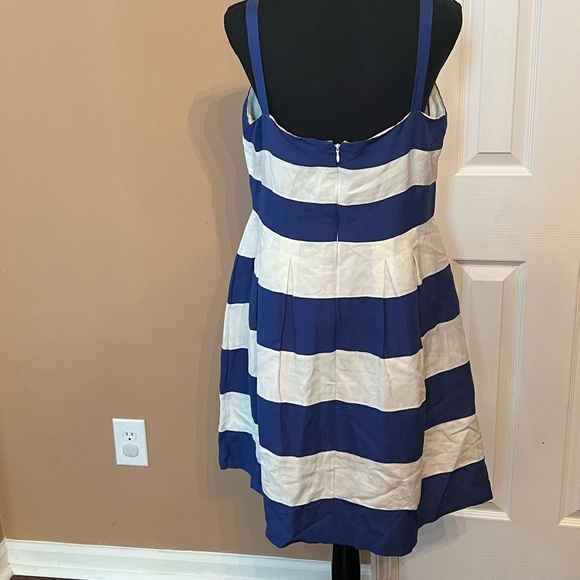LOFT Fashion Women's Blue White Stripe Linen Blend Dress Size 10 - Picture 2 of 3
